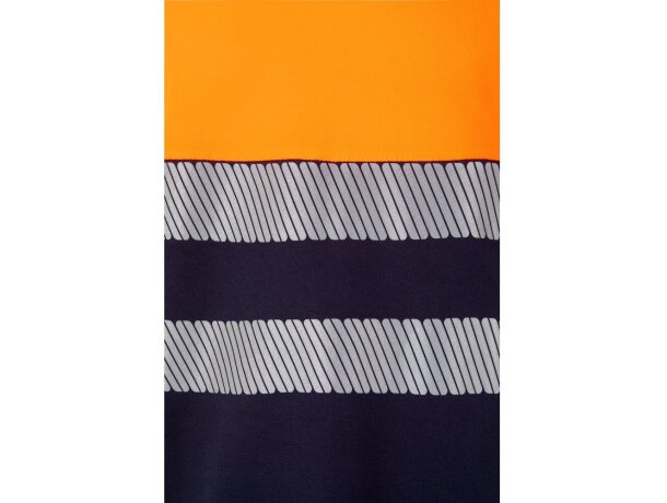 Camiseta de piqué bicolor Bastet de alta visibilidad Azul marino/Naranja detalle 4