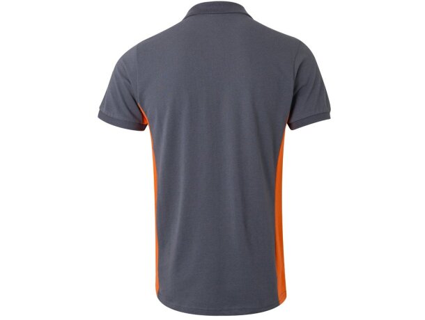 Polo piqué bicolor Supay manga corta con cuello en canalé Gris/Naranja detalle 20