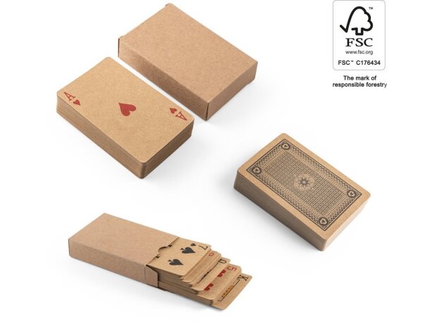Baraja de cartas Fischer en papel kraft reciclado certificado FSC detalle 1