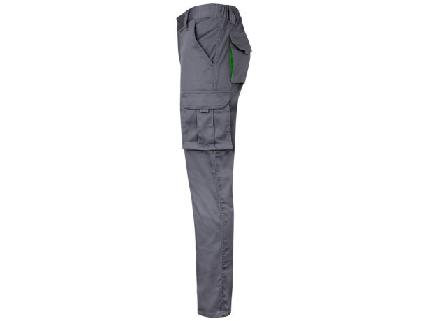 Pantalón elástico bicolor fides con seis bolsillos funcionales Gris/Verde detalle 3