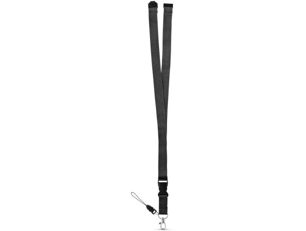 Lanyard Murray de poliéster doble Negro detalle 7