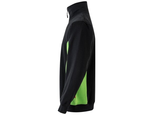 Sudadera de rizo bicolor Svarog cuello alto media cremallera Negro/Verde detalle 9