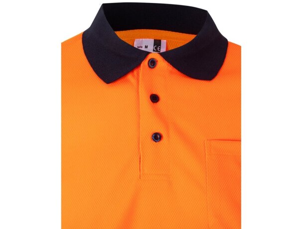 Polo bicolor alta visibilidad Cupid manga corta reflectante Azul marino/Naranja detalle 18