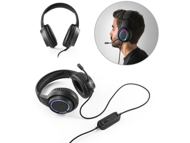 Auriculares gaming thorne rgb con micrófono y luces led detalle 1