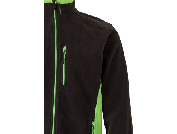 Chaqueta polar bicolor Geras con cinco bolsillos y cremallera Negro/Verde detalle 11