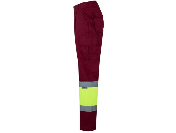 Pantalón multibolsillos bicolor poseidon con reflectantes Burdeos/Amarillo detalle 3