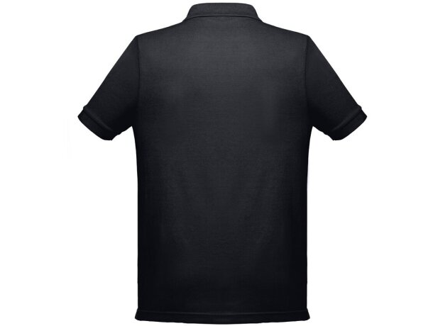 Polo berlin piqué de hombre con cuello y mangas en canalé Negro detalle 23