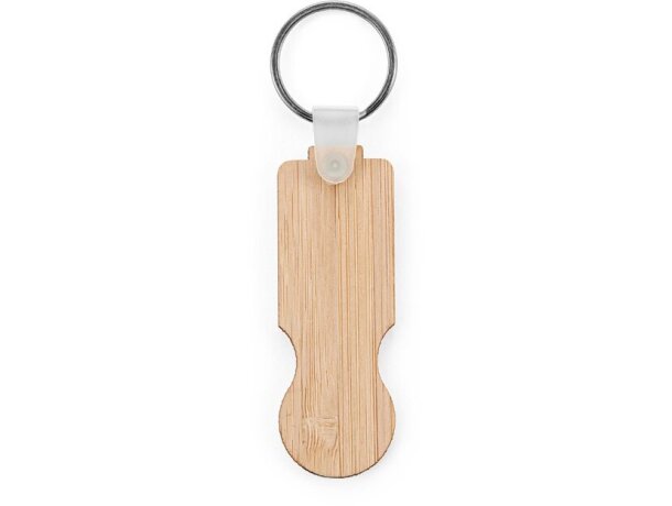 Llavero de bambú Shopz con moneda para carrito de supermercado Natural detalle 1