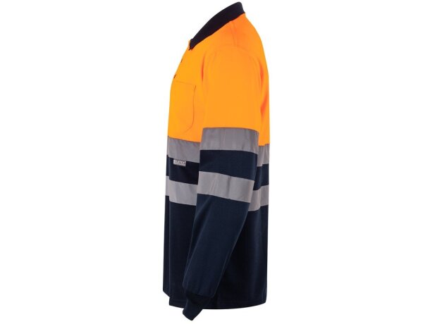 Polo bicolor alta visibilidad VL Vulcan manga larga Azul marino/Naranja detalle 22