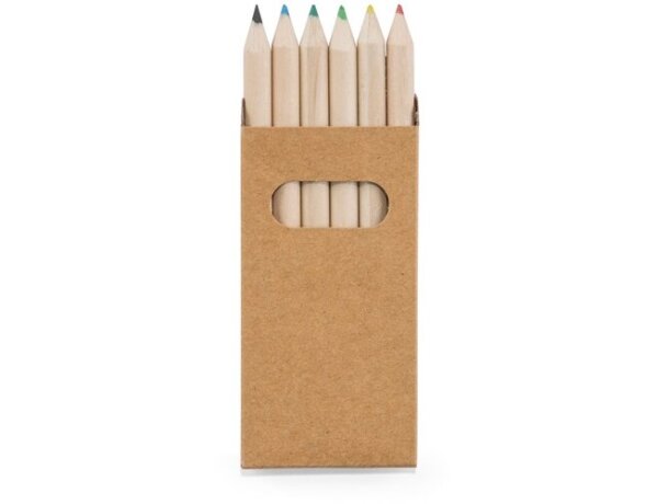 Estuche con 6 lápices de color natural personalizado