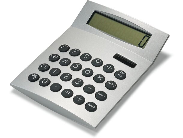 Calculadora básica de 8 dígitos cromado satinado personalizada