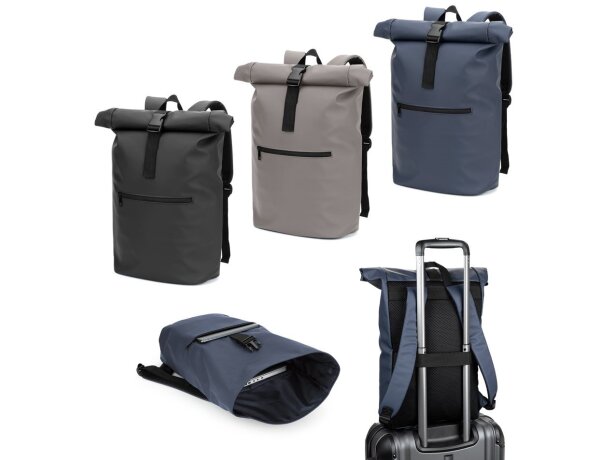 Mochila enrollable Portland con panel acolchado y asa trolley detalle 1