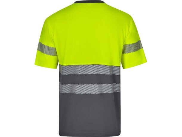 Camiseta de piqué bicolor Bastet de alta visibilidad Gris/Amarillo detalle 7