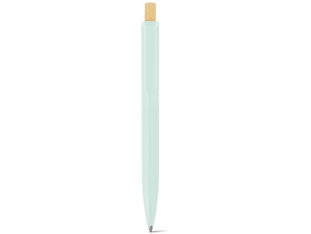 Bolígrafo zara de abs reciclado con botón de bambú Verde pastel detalle 5