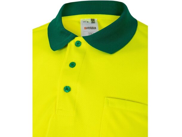 Polo bicolor alta visibilidad Cupid manga corta reflectante Verde/Amarillo detalle 23