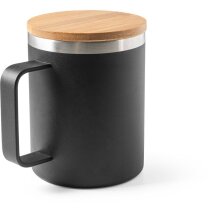 Taza lauda acero reciclado con tapa de bambú
