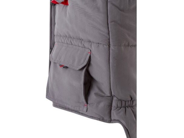 Chaleco acolchado bicolor multibolsillos unisex VL Nergal Gris/Rojo detalle 21