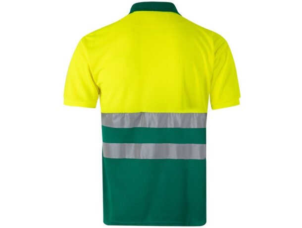 Polo bicolor alta visibilidad Cupid manga corta reflectante Verde/Amarillo detalle 21