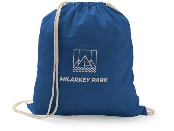 Mochila saco variados colores algodón Hi!dea Ilford Azul royal detalle 1