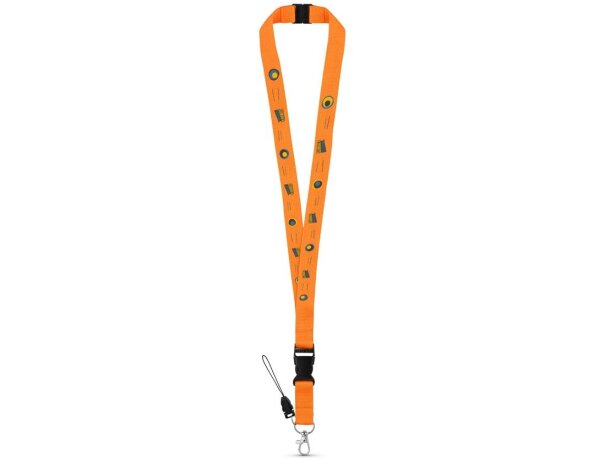 Lanyard Murray de poliéster doble Naranja detalle 1