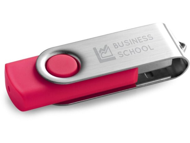 Pen drive usb claudius 4gb con acabado de goma y clip metálico Rosa detalle 1