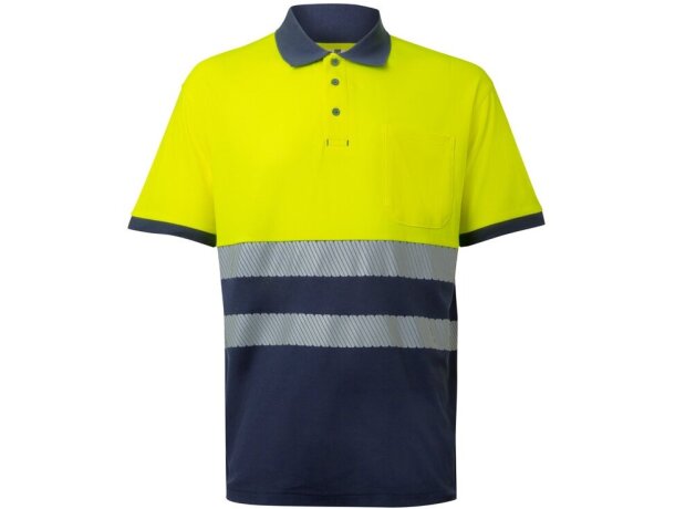 Polo piqué bicolor alta visibilidad vl achelous manga corta Azul marino/Amarillo detalle 15