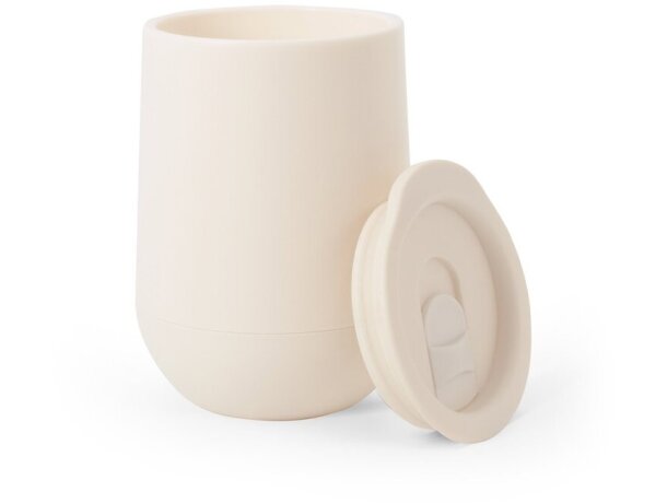 Vaso de viaje Adlington de PP con doble pared y aislante de aire Blanco pastel detalle 3