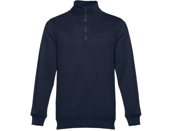 Sudadera Budapest unisex con cremallera y cinturilla canalé Azul marino detalle 11