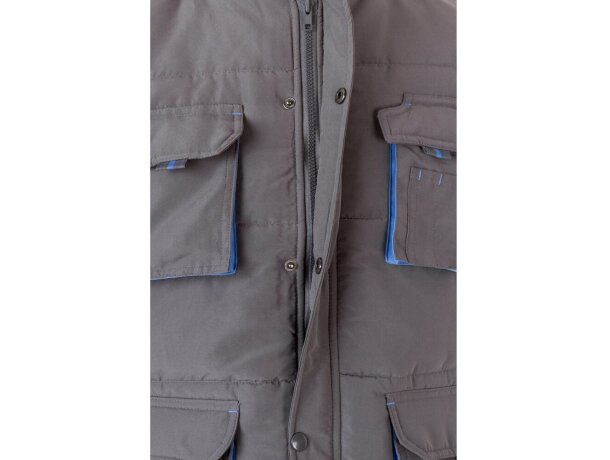 Chaleco acolchado bicolor multibolsillos unisex VL Nergal Gris/Azul claro detalle 34