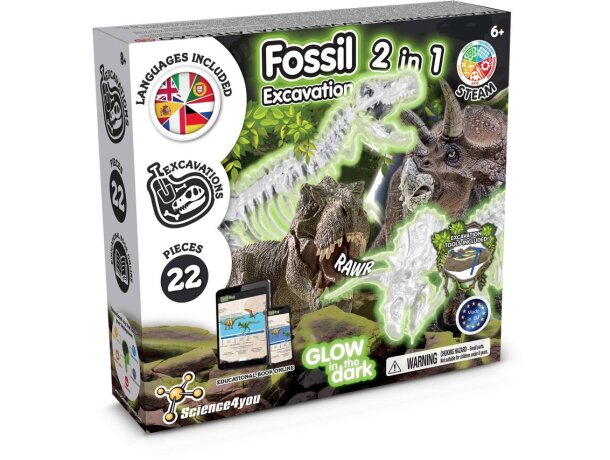 Kit de excavación de fósiles t-rex y triceratops science4you Multicolor detalle 10