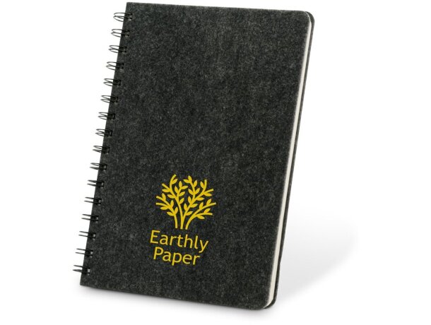 Cuaderno a5 Mishima con tapa semidura de fieltro reciclado rpet Gris oscuro detalle 7
