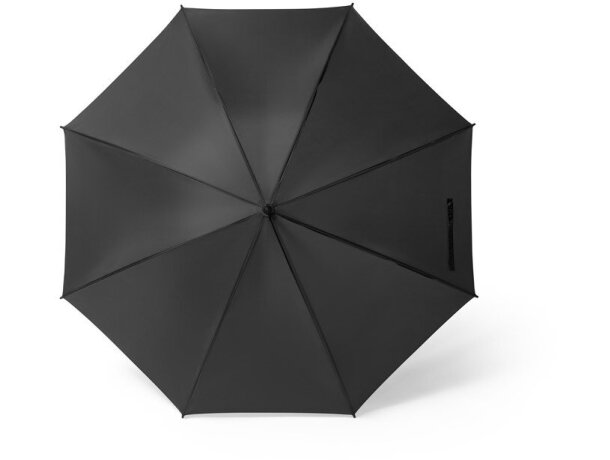 Paraguas Zane de poliéster 190T con mango de madera Negro detalle 8
