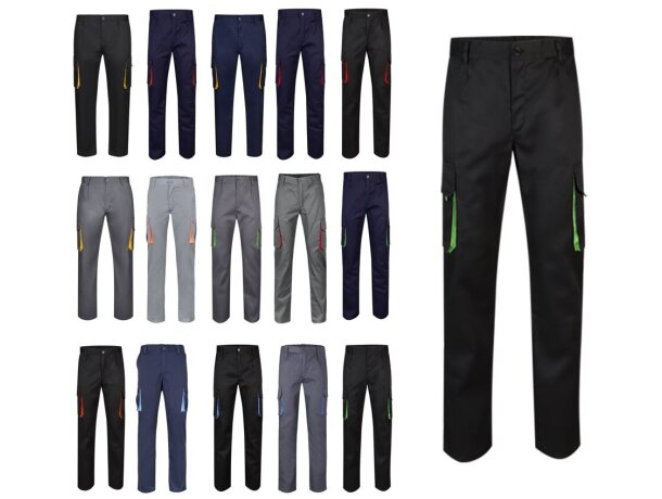 Pantalón de sarga multibolsillos bicolor VL Hypnos detalle 1