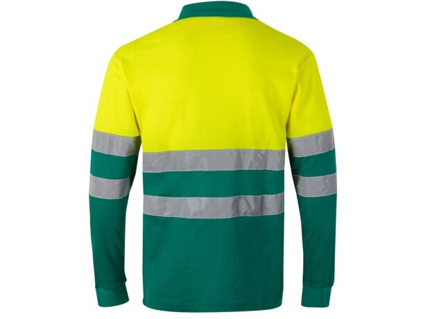 Polo pluto bicolor de manga larga con bandas reflectantes Verde/Amarillo detalle 8
