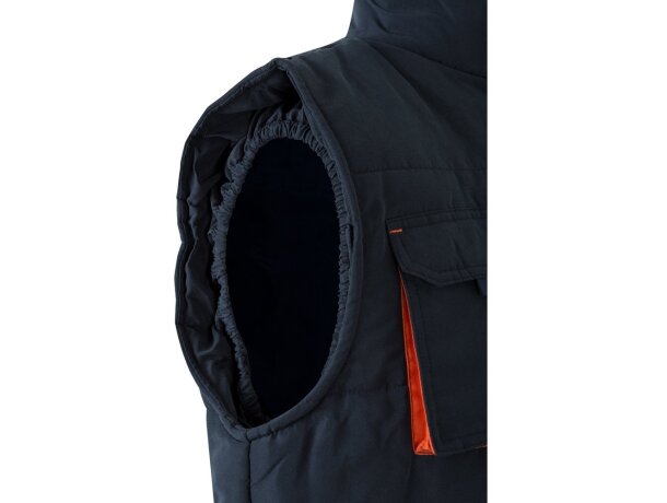 Chaleco acolchado bicolor multibolsillos unisex VL Nergal Azul marino/Naranja detalle 55