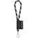 Lanyard nautic short de poliamida con mosquetón de 9 mm Negro/Gris
