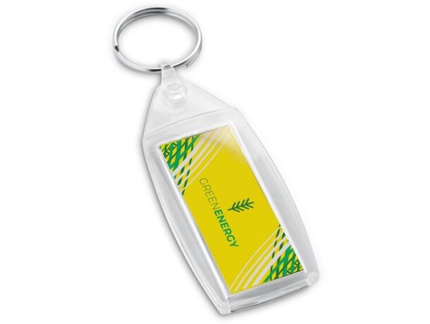 Llavero rectangular de poliestireno transparente