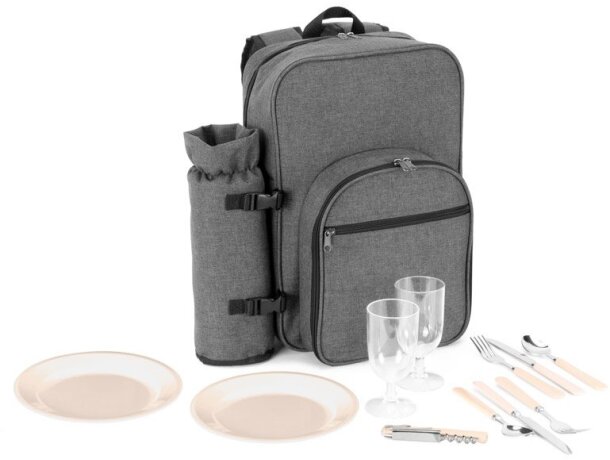 Mochila nevera whitsunday para pícnic con vajilla incluida Gris oscuro detalle 4