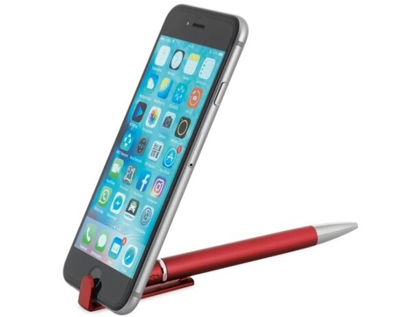Bolígrafo metalizado con soporte rojo