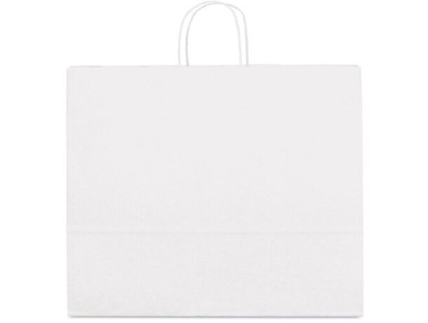 Bolsa Kelly de papel blanca con asa retorcida 40x34x11 cm personalizado blanco