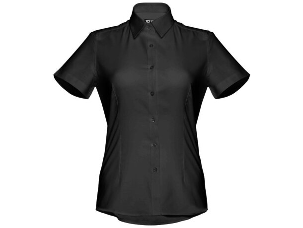 Camisa Oxford THC London Women publicitaria azul algodón mujer Negro detalle 6