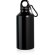 Botella deportiva de aluminio con mosquetón personalizada negra