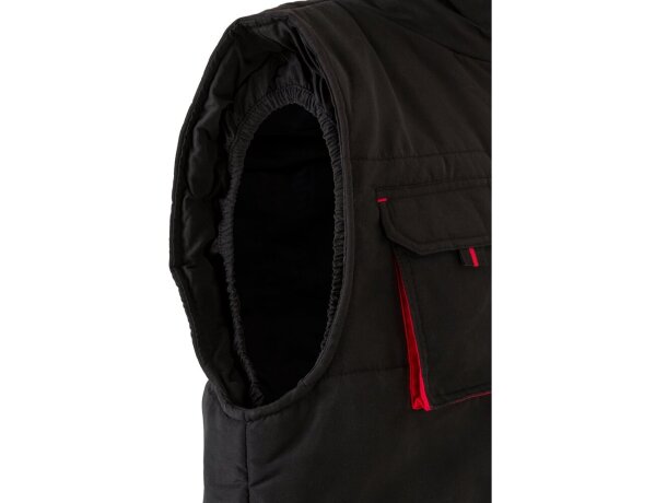 Chaleco acolchado bicolor multibolsillos unisex VL Nergal Negro/Rojo detalle 30