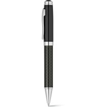 Bolígrafo en metal y fibra de carbono con estuche de polipiel personalizado negro Bolígrafo en metal y fibra de carbono con estuche de polipiel personalizado negro