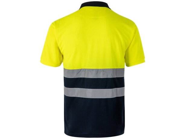 Polo fortuna alta visibilidad con bandas reflectantes Azul marino/Amarillo detalle 7
