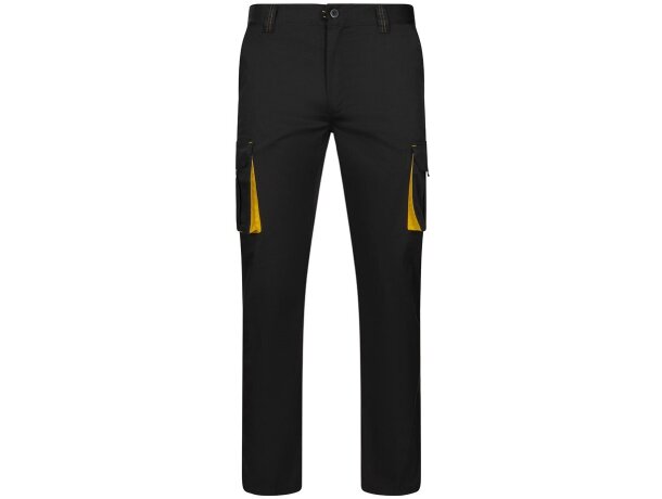Pantalón elástico bicolor fides con seis bolsillos funcionales Negro/Amarillo detalle 67