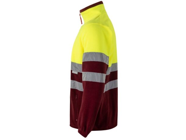 Chaqueta polar bicolor Eros con bandas reflectantes EN20471 Burdeos/Amarillo detalle 3