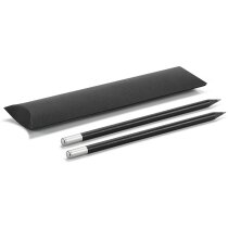 Estuche en cartón con dos lápices negros barato cromado satinado Estuche en cartón con dos lápices negros barato cromado satinado