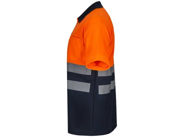 Polo fortuna alta visibilidad con bandas reflectantes Azul marino/Naranja detalle 3