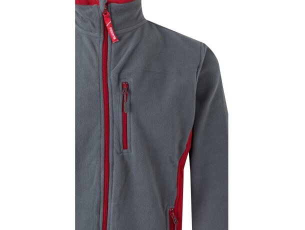 Chaqueta polar bicolor Geras con cinco bolsillos y cremallera Gris/Rojo detalle 14
